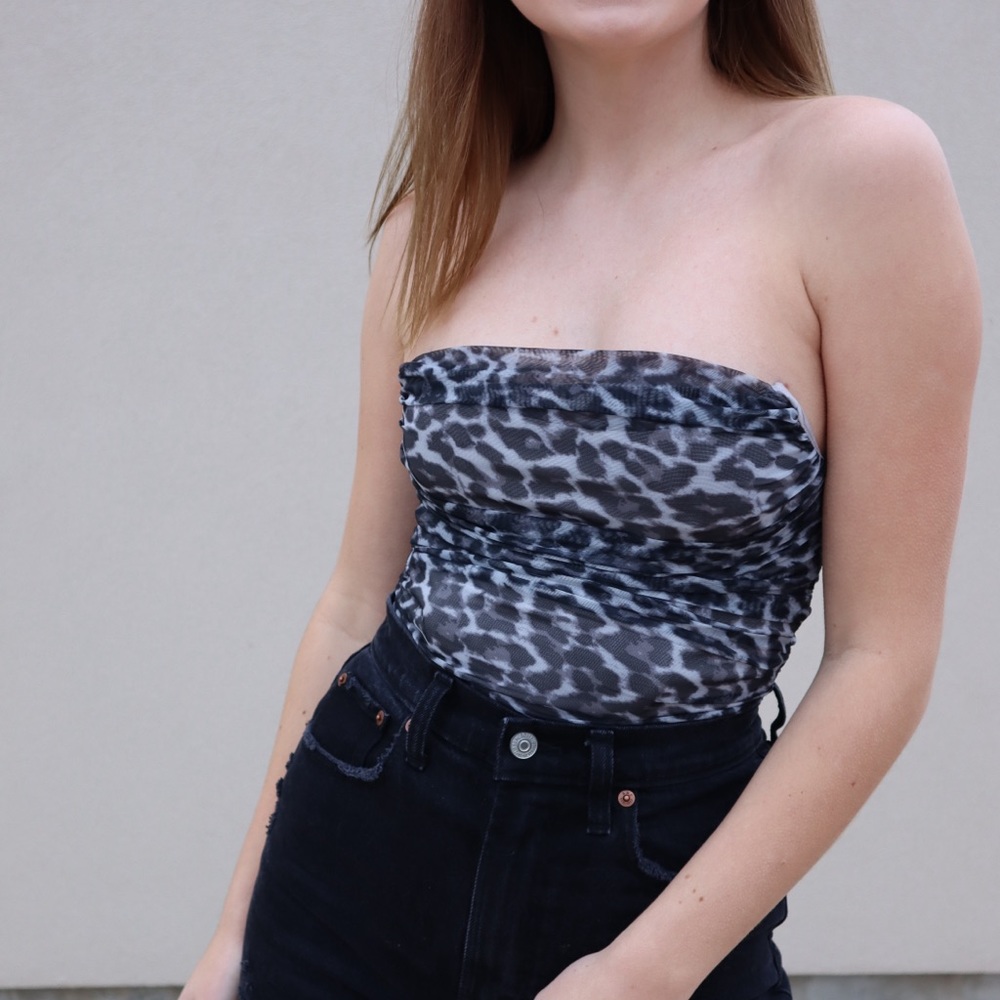Grey Cheetah Structured Bustier top